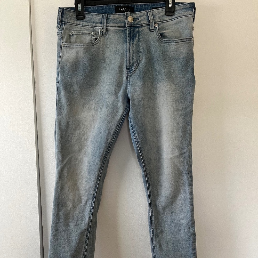 PACSUN Los Angeles Mens‎ Skinny Jeans 32x30 Active Stretch Light Wash